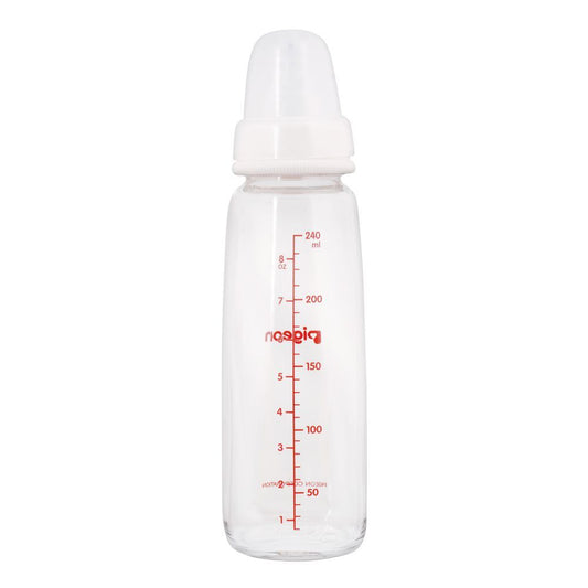 Pigeon Peristaltic Nipple Glass Bottle 240ml A-482 - Front View