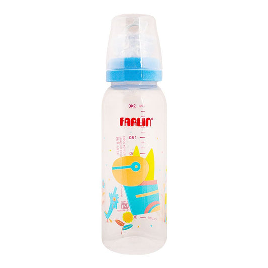 Farlin Silky PP Standard Neck Feeding Bottle, 3m+, 240ml/8oz, Blue, AB-41017-B - Front View