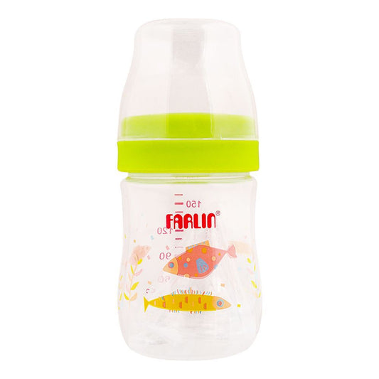 Farlin Silky PP Wide Neck Feeding Bottle, 0m+, 150ml/5oz, Green, AB-41015-M - Front View