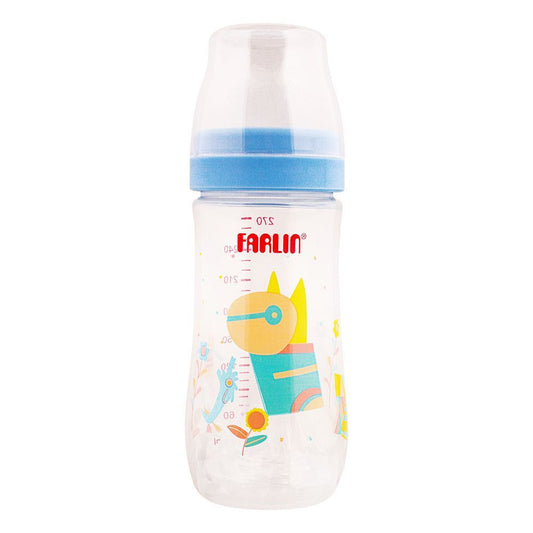 Farlin Silky PP Wide Neck Feeding Bottle, 3m+, 270ml/9oz, Blue, AB-42016-B - Front View