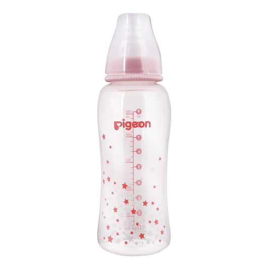 Pigeon Flexible Premium Slim Neck Feeding Bottle, 4m+, Pink, 250ml/8oz, A78285 - Front View