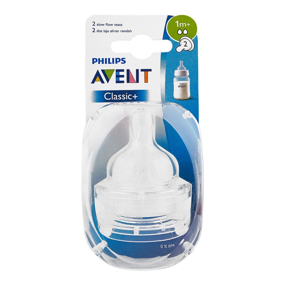 Avent Classic Silicone Teat 2-Pack 1m+ Slow Flow - SCF632/27 - Front View